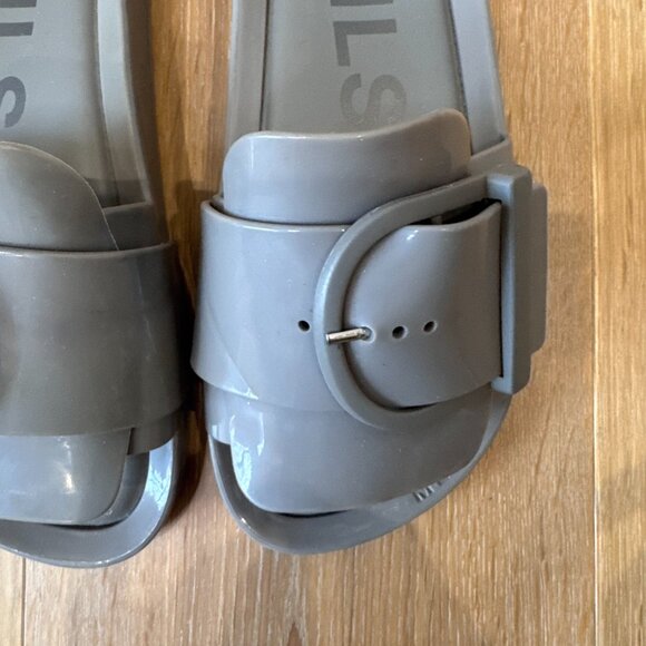 Melissa Beach Slide IV Sandals | Putty Taupe Buckle Slides | Size 6 | Minimalist - Picture 8 of 14